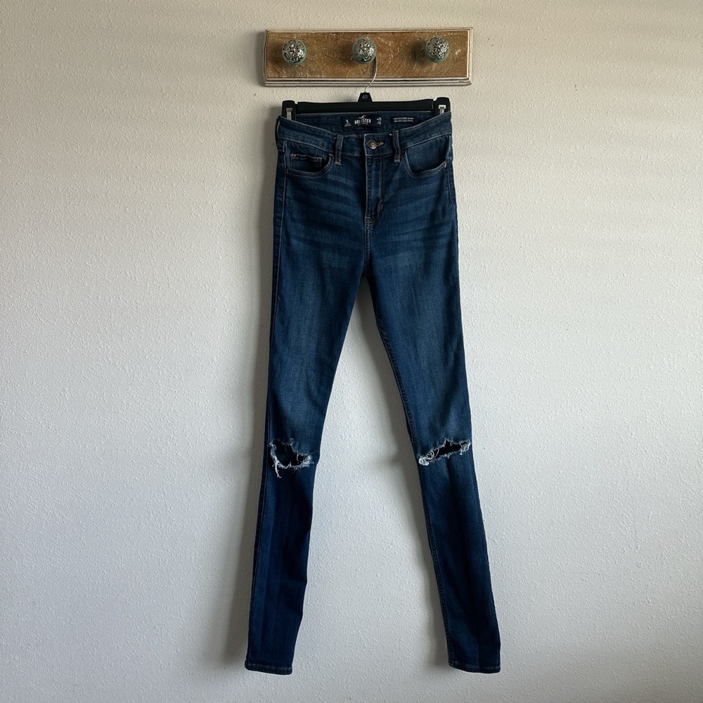 Hollister Dark Blue Ripped Skinny Jeans